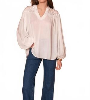 NEW ATTENTIF openwork lace blouse in white